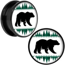 将图片加载到图库查看器，Winter Polar Bear in Woods Black Screw Fit Plug Set Sizes 5mm to 20mm
