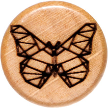 Load image into Gallery viewer, Organic Beechwood Geometric Butterfly Saddle Plug Set 0G to 25mm
