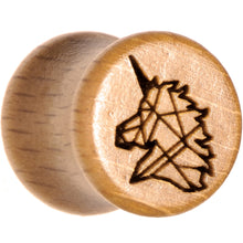 Load image into Gallery viewer, Organic Beechwood Geometric Unicorn Saddle Plug Set 0G to 25mm
