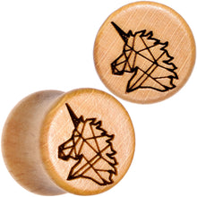 Load image into Gallery viewer, Organic Beechwood Geometric Unicorn Saddle Plug Set 0G to 25mm
