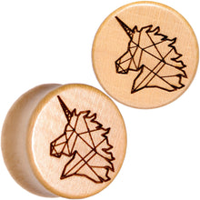 Load image into Gallery viewer, Organic Beechwood Geometric Unicorn Saddle Plug Set 0G to 25mm
