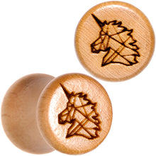 Load image into Gallery viewer, Organic Beechwood Geometric Unicorn Saddle Plug Set 0G to 25mm
