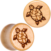Load image into Gallery viewer, Organic Beechwood Geometric Turtle Saddle Plug Sett 0G to 25mm
