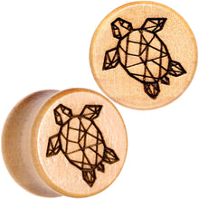 Load image into Gallery viewer, Organic Beechwood Geometric Turtle Saddle Plug Sett 0G to 25mm
