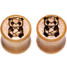 Load image into Gallery viewer, Organic Beechwood Geometric Panda Saddle Plug Set 0G to 25mm
