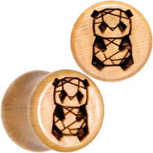 Load image into Gallery viewer, Organic Beechwood Geometric Panda Saddle Plug Set 0G to 25mm
