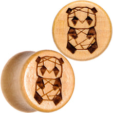 Load image into Gallery viewer, Organic Beechwood Geometric Panda Saddle Plug Set 0G to 25mm
