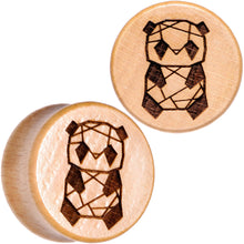 Load image into Gallery viewer, Organic Beechwood Geometric Panda Saddle Plug Set 0G to 25mm
