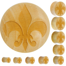 Load image into Gallery viewer, Organic Crocodile Wood Fleur de Lis  Saddle Plug
