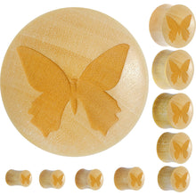 Load image into Gallery viewer, Organic Crocodile Wood Butterfly Saddle Plug
