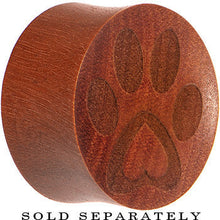 Load image into Gallery viewer, Organic Sawo Wood Pet Love Paw Print Saddle Plug
