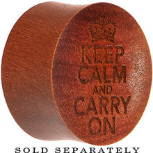 Load image into Gallery viewer, Organic Sawo Wood Keep Calm and Carry on Saddle Plug
