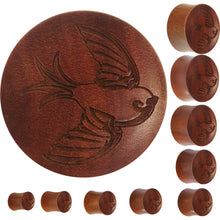 Load image into Gallery viewer, Organic Sawo Wood Sailor's Swallow Bird Saddle Plug
