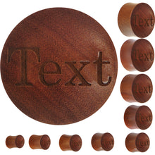 Load image into Gallery viewer, Custom Organic Sawo Wood PersonalizedSaddle Plug - buy 2 for a pair
