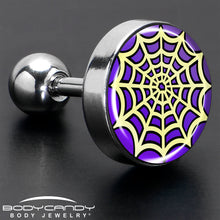 Load image into Gallery viewer, 16G 1/4 Two Tone Spider Web Tragus Cartilage Earring by Onyx O
