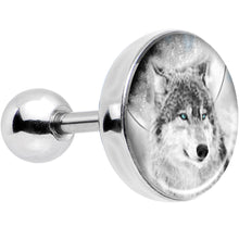 Load image into Gallery viewer, 16G Blue Eyed Night Wolf Tragus Cartilage Earring
