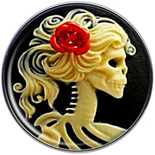 Load image into Gallery viewer, 16G Red Rose Flower Skeleton Cameo Tragus Cartilage Earring
