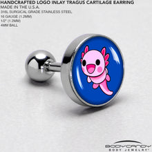 Load image into Gallery viewer, 16G 1/4 Adorable Axolotl Cartilage Tragus Earring by Onyx O
