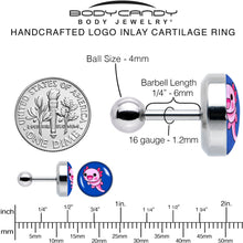 Load image into Gallery viewer, 16G 1/4 Adorable Axolotl Cartilage Tragus Earring by Onyx O
