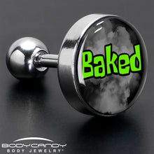 Load image into Gallery viewer, 16G 1/4 Logo Baked Stoner Tragus Cartilage Earring by Onyx O
