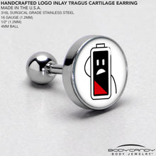 Load image into Gallery viewer, 16G 1/4 Battery Empty Cartilage Tragus Earring by Onyx O
