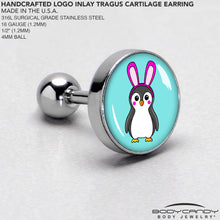Load image into Gallery viewer, 16G 1/4 Bunny Penguin Cartilage Tragus Earring by Onyx O
