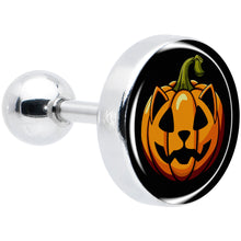 Load image into Gallery viewer, 16G 1/4  Pumpkin Cat Jack-O-Lantern Tragus Cartilage Earring by Onyx O
