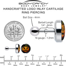 Load image into Gallery viewer, 16G 1/4  Pumpkin Cat Jack-O-Lantern Tragus Cartilage Earring by Onyx O
