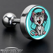 将图片加载到图库查看器，16G 1/4 Heavy Metal Kitty Cat Tragus Cartilage Earring by Onyx O
