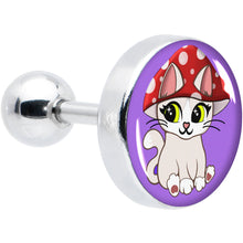 Load image into Gallery viewer, 16G 1/4 Polka Dot Mushroom Hat Cat Cartilage Tragus Earring by Onyx O
