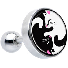 将图片加载到图库查看器，16G 1/4 Cute Kitty Cat Yin Yang Cartilage Tragus Earring by Onyx O
