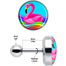 Load image into Gallery viewer, 16G 1/4 Rainbow Sea Floating Flamingo Cartilage Tragus Earring by Onyx O
