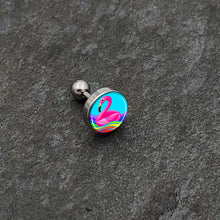 Load image into Gallery viewer, 16G 1/4 Rainbow Sea Floating Flamingo Cartilage Tragus Earring by Onyx O
