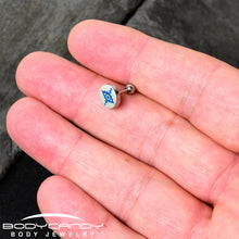 Load image into Gallery viewer, 16G 1/4 Glow in the Dark Evil Eye Tragus Cartilage Earring by Onyx O
