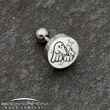 Load image into Gallery viewer, 16G 1/4 Glow in the Dark Halloween Ghost Dog Walker Tragus Cartilage Earring by Onyx O
