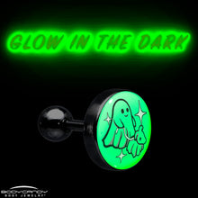 Load image into Gallery viewer, 16G 1/4 Glow in the Dark Halloween Ghost Dog Walker Tragus Cartilage Earring by Onyx O
