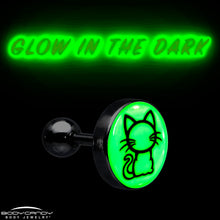 将图片加载到图库查看器，16G 1/4 Glow in the Dark Kitty Cat Tragus Cartilage Earring by Onyx O
