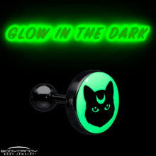 Load image into Gallery viewer, 16G 1/4 Glow in the Dark Mystic Kitty Cat Tragus Cartilage Earring by Onyx O
