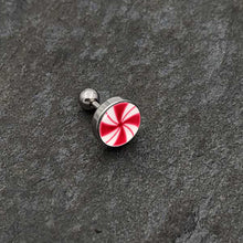 将图片加载到图库查看器，16G Glow in the Dark Holiday Peppermint Candy Tragus Cartilage Earring by Onyx O
