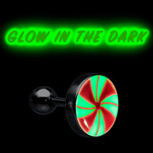 将图片加载到图库查看器，16G Glow in the Dark Holiday Peppermint Candy Tragus Cartilage Earring by Onyx O
