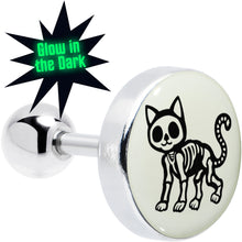 Load image into Gallery viewer, 16G 1/4 Glow in the Dark Skeleton Kitty Cat Tragus Cartilage Earring by Onyx O
