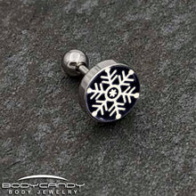 Load image into Gallery viewer, Glow in the Dark Holiday Snowflake Tragus Cartilage Earring by Onyx O

