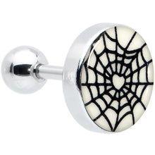 Load image into Gallery viewer, 16G 1/4 Glow in the Dark Heart Spider Web Cartilage Tragus Earring
