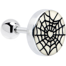 Load image into Gallery viewer, 16G 1/4 Glow in the Dark Heart Spider Web Cartilage Tragus Earring
