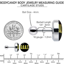 Load image into Gallery viewer, 16G 1/4 G.O.A.T. Cartilage Tragus Earring by Onyx O
