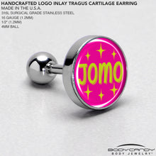 Load image into Gallery viewer, 16G 1/4 Pink JOMO Tragus Cartilage Earring by Onyx O
