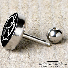 Load image into Gallery viewer, 16G 1/4 Black and White Kitty Cat Cartilage Tragus Earring by Onyx O
