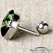 Load image into Gallery viewer, 16G 1/4 Black Green Leaf Me Alone Tragus Cartilage Earring by Onyx O
