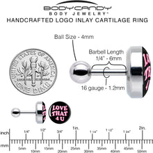 将图片加载到图库查看器，16G 1/4 Love That 4 You Cartilage Tragus Earring by Onyx O
