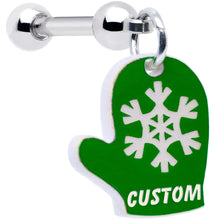 将图片加载到图库查看器，Custom Holiday Mitten Personalized Dangle Barbell Cartilage Earring
